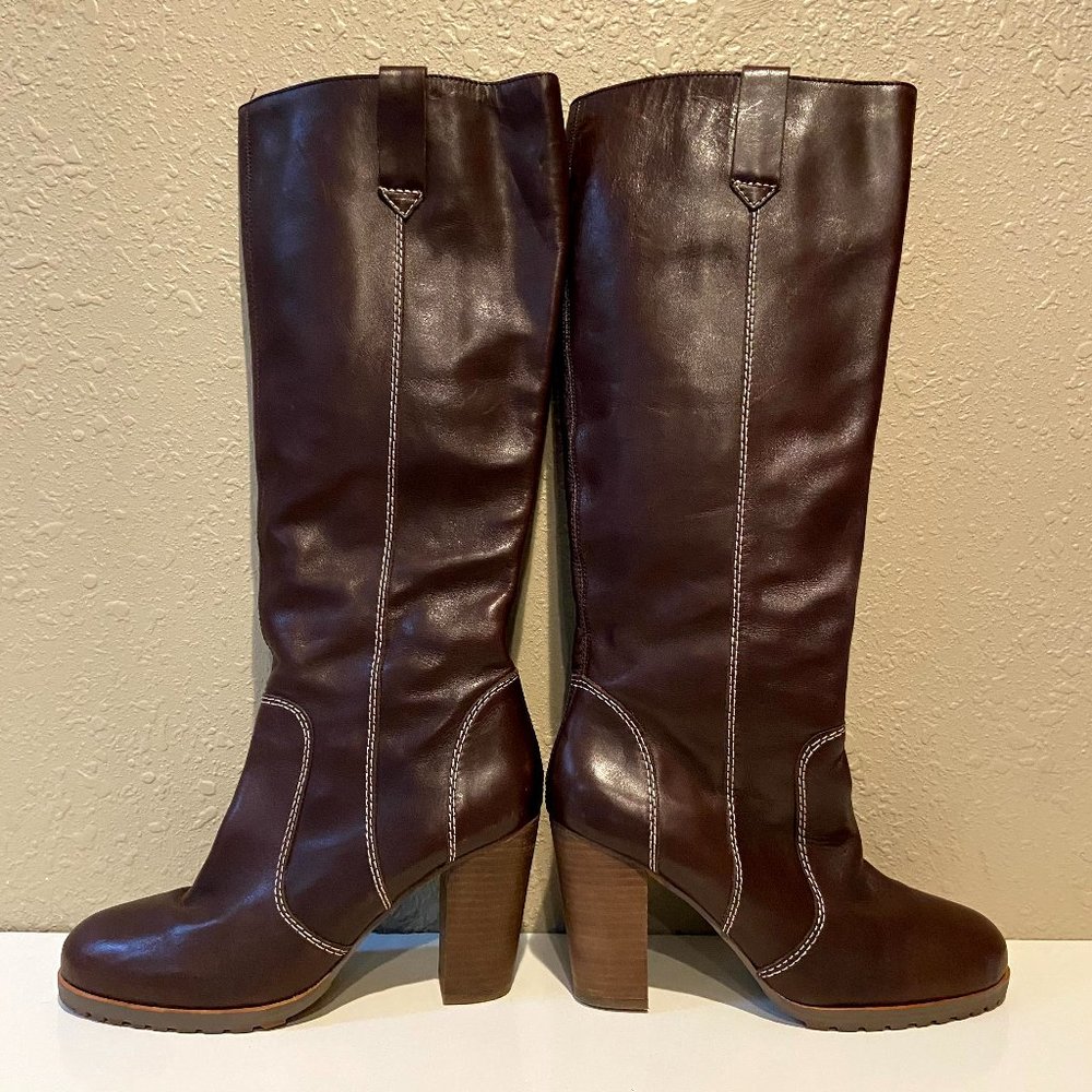 Boden brown leather knee high boots size 38